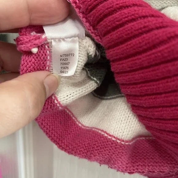 Loft Pouf Long Sleeved Striped Sweater Pink White Gray Sz S - Picture 6 of 6